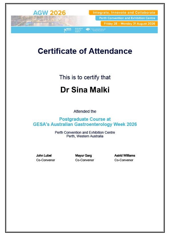 Certificate of Attendence